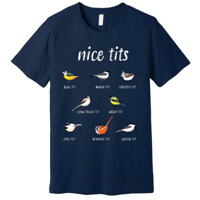 Nicetits Funny Bird Watching Gift Birder Dad Premium T-Shirt