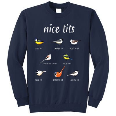 Nicetits Funny Bird Watching Gift Birder Dad Tall Sweatshirt