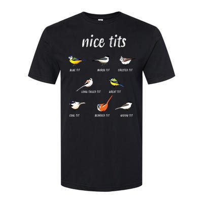 Nicetits Funny Bird Watching Gift Birder Dad Softstyle CVC T-Shirt