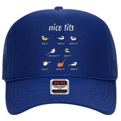 Nicetits Funny Bird Watching Gift Birder Dad High Crown Mesh Back Trucker Hat