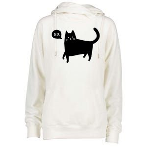 No Funny Black Cat Womens Funnel Neck Pullover Hood