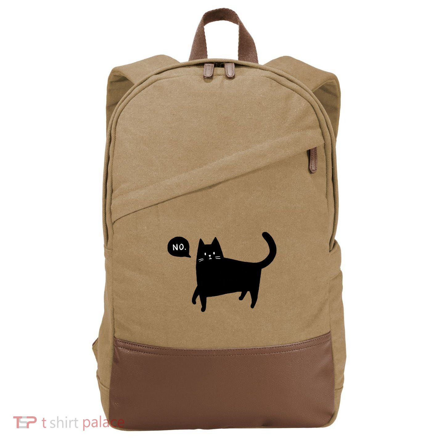 No Funny Black Cat Cotton Canvas Backpack