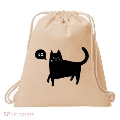 No Funny Black Cat Drawstring Bag