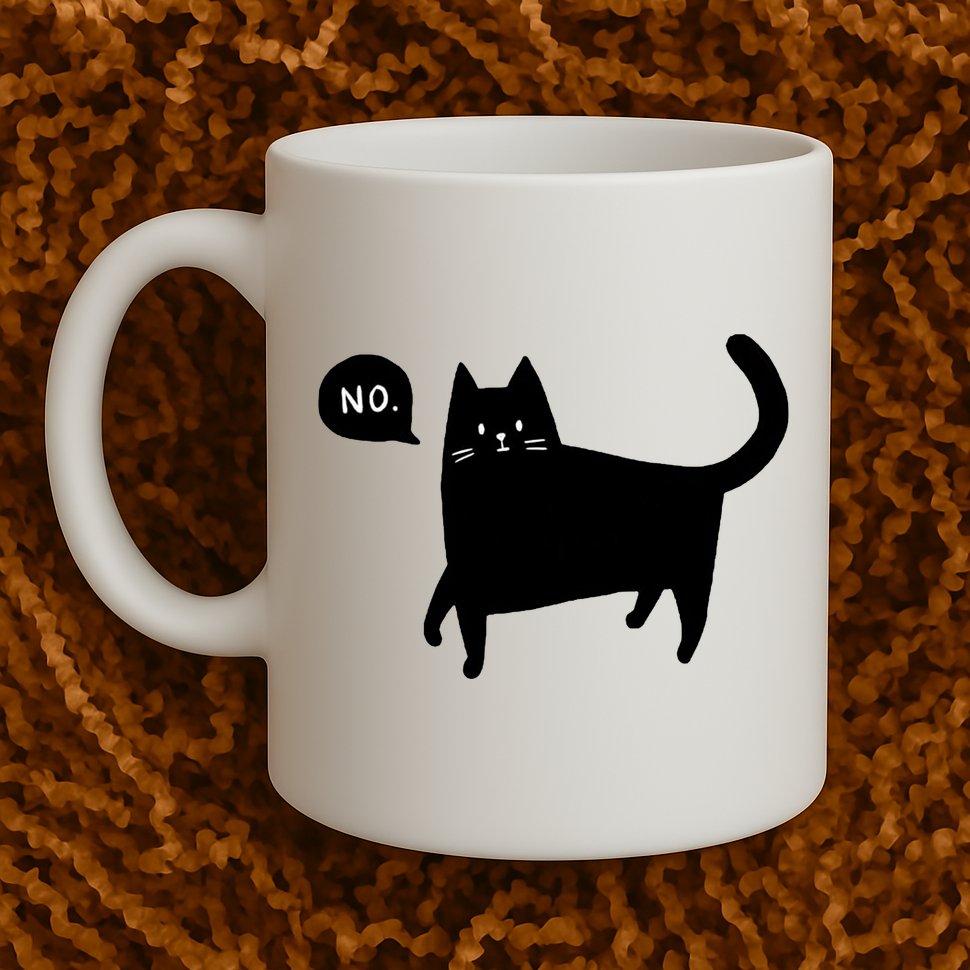 No Funny Black Cat Mug