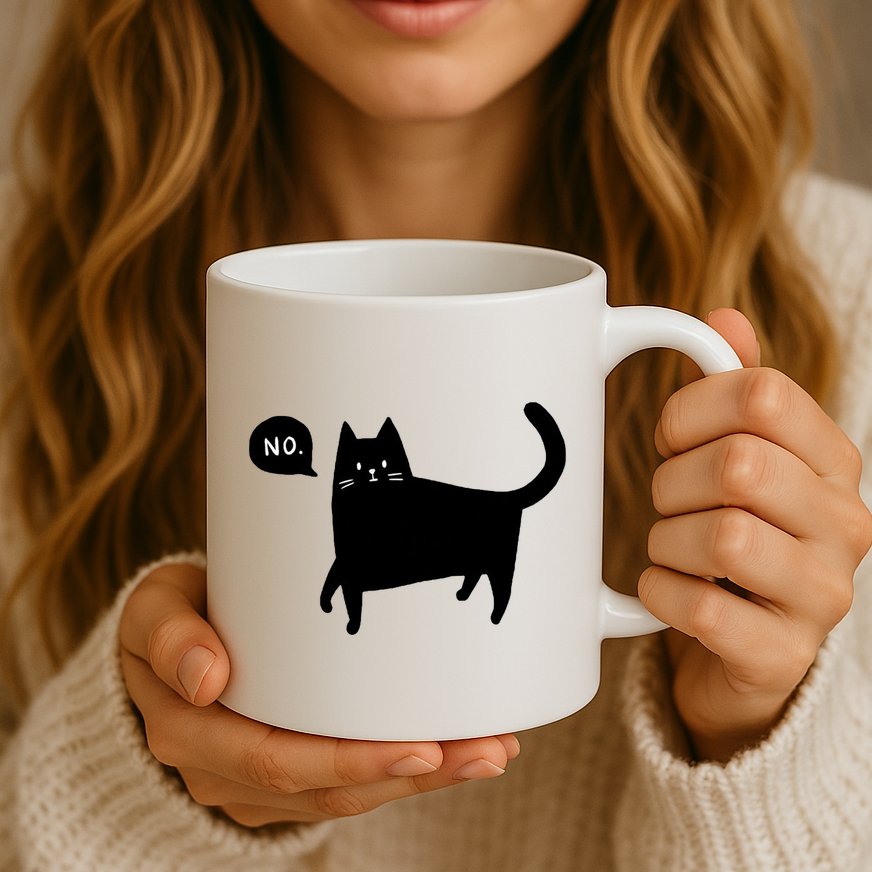 No Funny Black Cat Mug