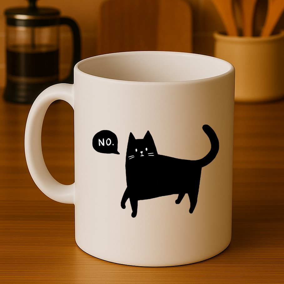 No Funny Black Cat Mug