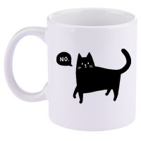 No Funny Black Cat 11oz C Handle Ceramic Mug