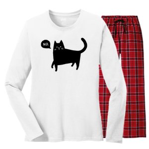 No Funny Black Cat Women's Long Sleeve Flannel Pajama Set 