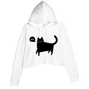 No Funny Black Cat Crop Fleece Hoodie