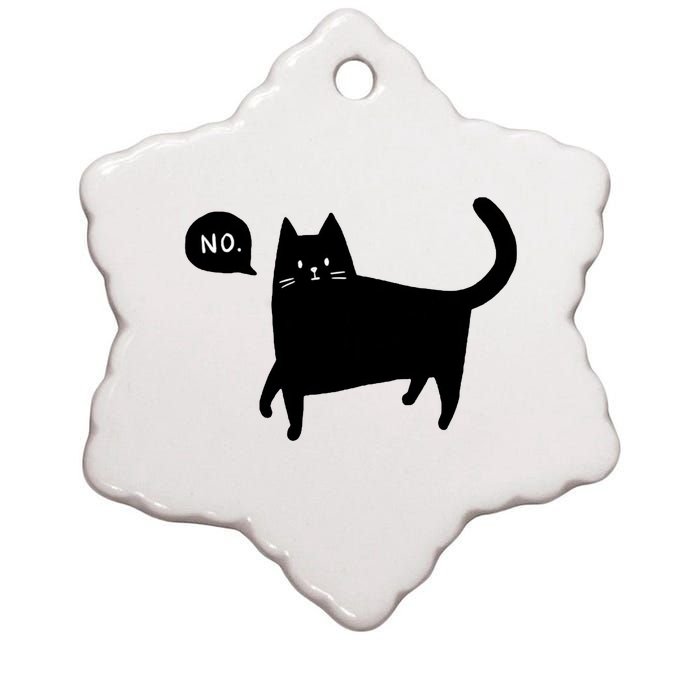 No Funny Black Cat Ceramic Star Ornament