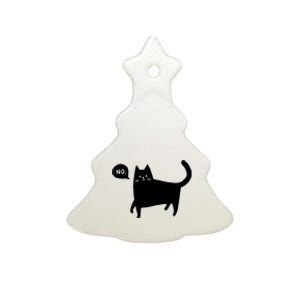 No Funny Black Cat Ceramic Tree Ornament