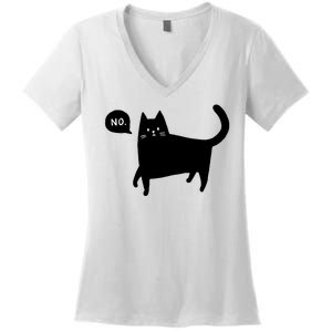 No Funny Black Cat Women's V-Neck T-Shirt