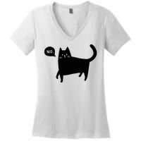 No Funny Black Cat Women's V-Neck T-Shirt