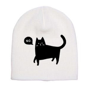 No Funny Black Cat Short Acrylic Beanie