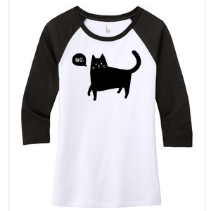 No Funny Black Cat Women's Tri-Blend 3/4-Sleeve Raglan Shirt