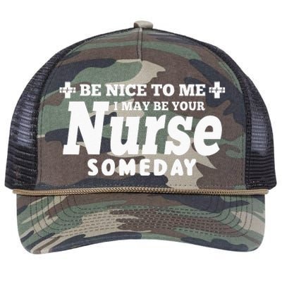 Nurse Funny Be Nice To Me I May Be Your Nurse Someday Retro Rope Trucker Hat Cap