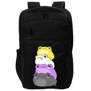 Nonbinary Flag Color Frogs Subtle Enby Pride Cute Aesthetic Impact Tech Backpack