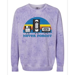 Never Forget Cassette Tape Vhs Gamer Old School Colorblast Crewneck Sweatshirt