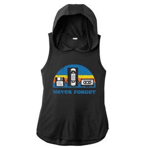 Never Forget Cassette Tape Vhs Gamer Old School Ladies PosiCharge Tri-Blend Wicking Draft Hoodie Tank