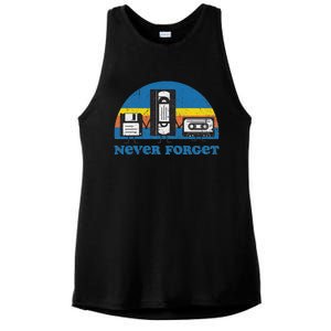 Never Forget Cassette Tape Vhs Gamer Old School Ladies PosiCharge Tri-Blend Wicking Tank