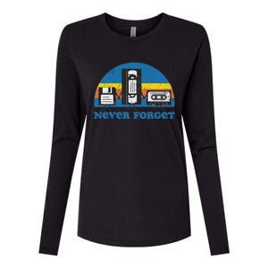 Never Forget Cassette Tape Vhs Gamer Old School Womens Cotton Relaxed Long Sleeve T-Shirt