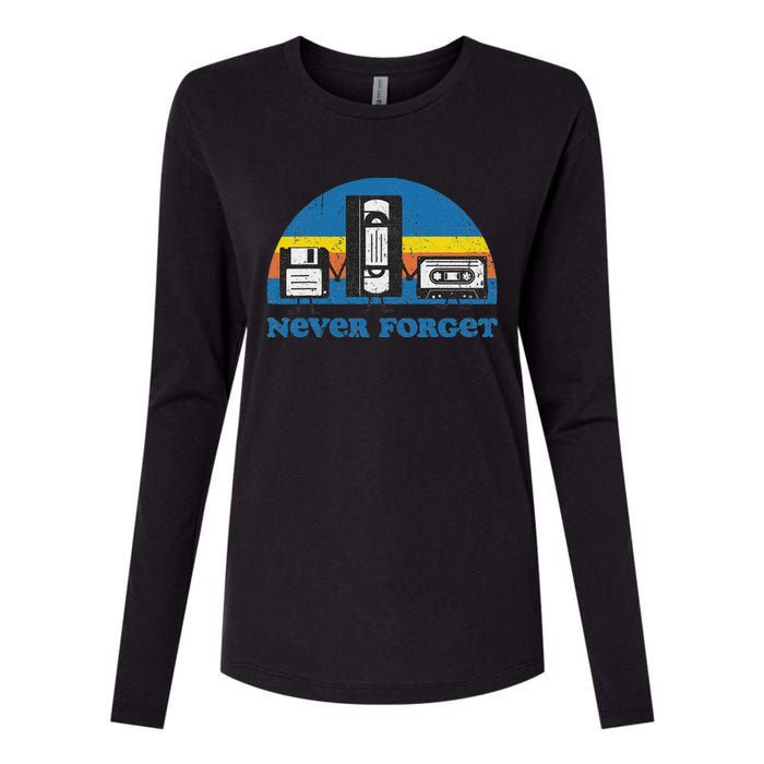 Never Forget Cassette Tape Vhs Gamer Old School Womens Cotton Relaxed Long Sleeve T-Shirt