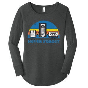 Never Forget Cassette Tape Vhs Gamer Old School Women's Perfect Tri Tunic Long Sleeve Shirt