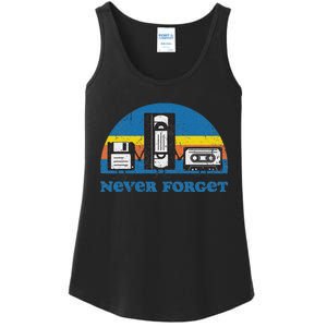 Never Forget Cassette Tape Vhs Gamer Old School Ladies Essential Tank