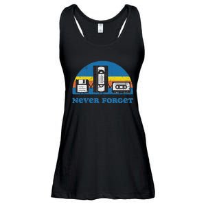 Never Forget Cassette Tape Vhs Gamer Old School Ladies Essential Flowy Tank