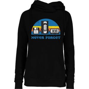 Never Forget Cassette Tape Vhs Gamer Old School Womens Funnel Neck Pullover Hood