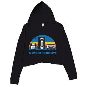 Never Forget Cassette Tape Vhs Gamer Old School Crop Fleece Hoodie