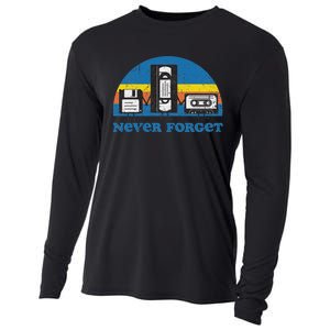 Never Forget Cassette Tape Vhs Gamer Old School Cooling Performance Long Sleeve Crew