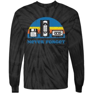 Never Forget Cassette Tape Vhs Gamer Old School Tie-Dye Long Sleeve Shirt