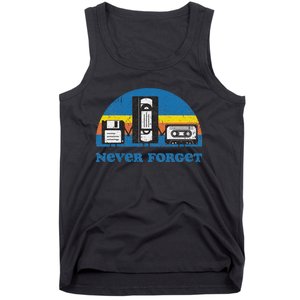 Never Forget Cassette Tape Vhs Gamer Old School Tank Top