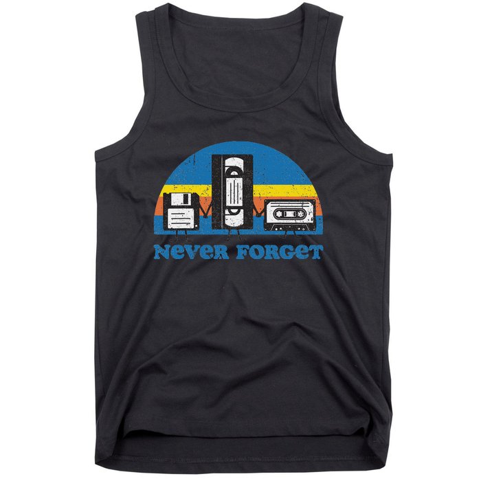 Never Forget Cassette Tape Vhs Gamer Old School Tank Top