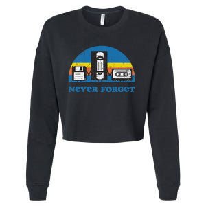 Never Forget Cassette Tape Vhs Gamer Old School Cropped Pullover Crew