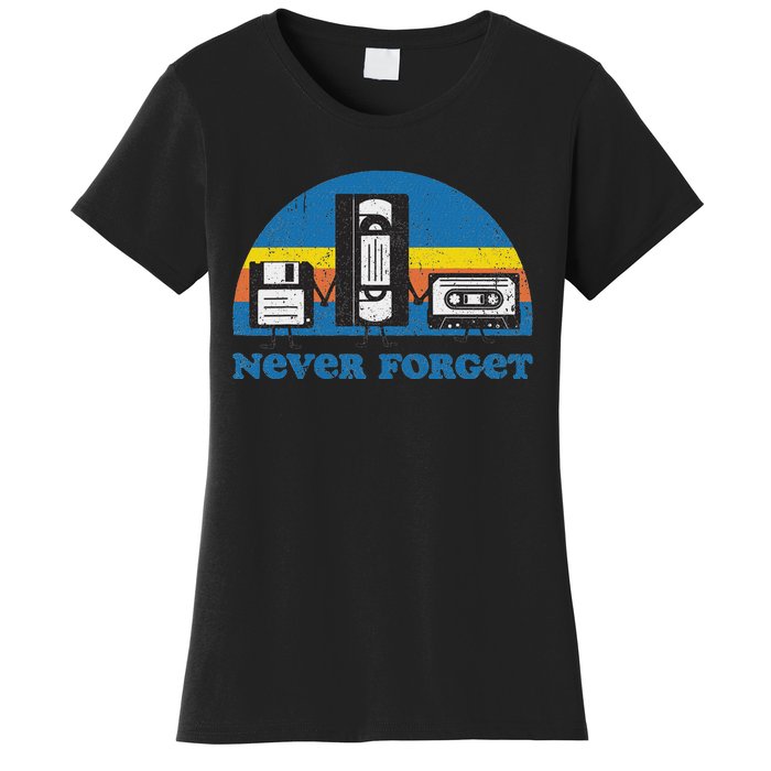 Never Forget Cassette Tape Vhs Gamer Old School Women's T-Shirt