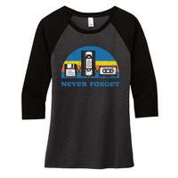 Never Forget Cassette Tape Vhs Gamer Old School Women's Tri-Blend 3/4-Sleeve Raglan Shirt