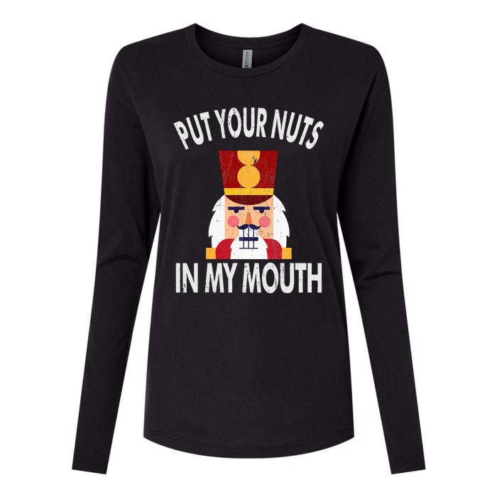 Naughty Funny Christmas Nutcracker Womens Cotton Relaxed Long Sleeve T-Shirt