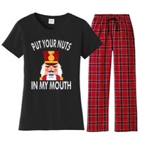 Naughty Funny Christmas Nutcracker Women's Flannel Pajama Set