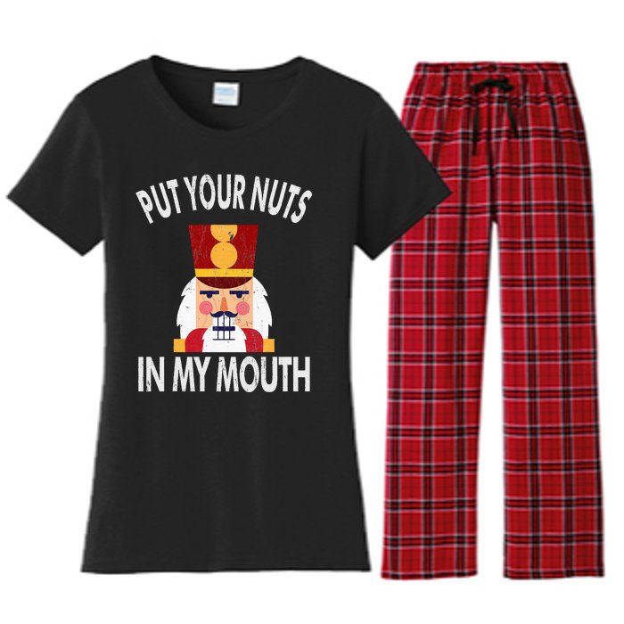 Naughty Funny Christmas Nutcracker Women's Flannel Pajama Set