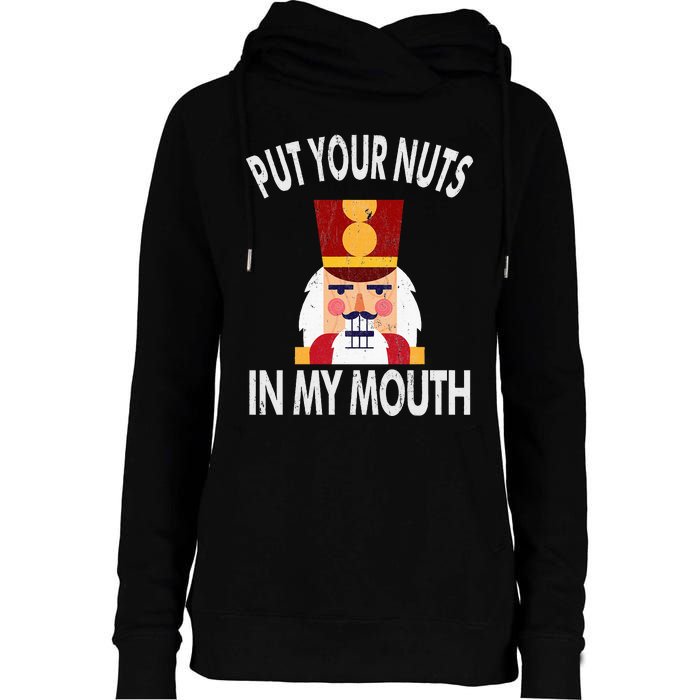 Naughty Funny Christmas Nutcracker Womens Funnel Neck Pullover Hood