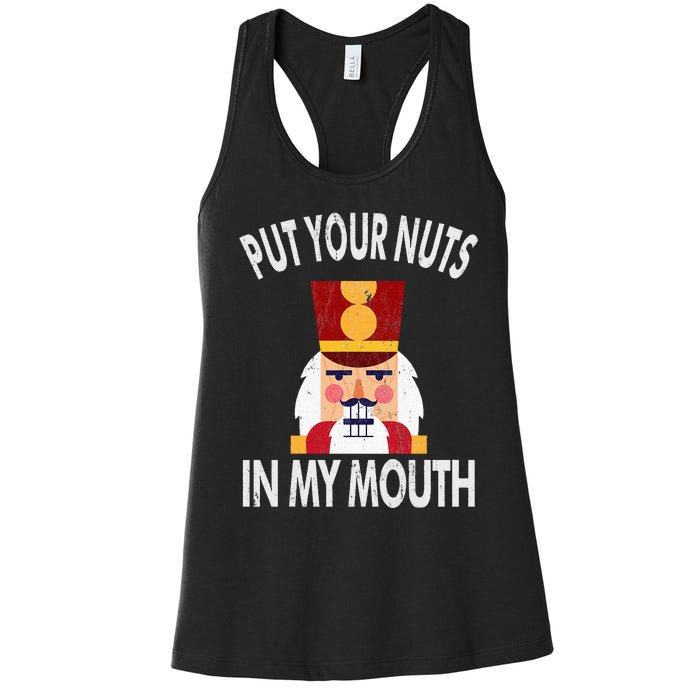 Naughty Funny Christmas Nutcracker Women's Racerback Tank