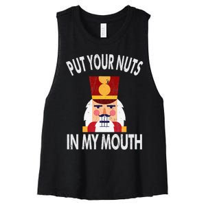 Naughty Funny Christmas Nutcracker Women's Racerback Cropped Tank