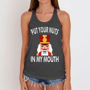 Naughty Funny Christmas Nutcracker Women's Knotted Racerback Tank