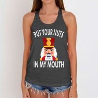 Naughty Funny Christmas Nutcracker Women's Knotted Racerback Tank