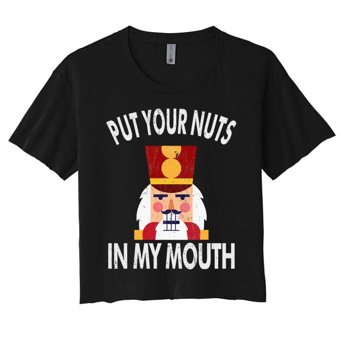 Naughty Funny Christmas Nutcracker Women's Crop Top Tee