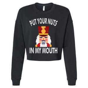 Naughty Funny Christmas Nutcracker Cropped Pullover Crew