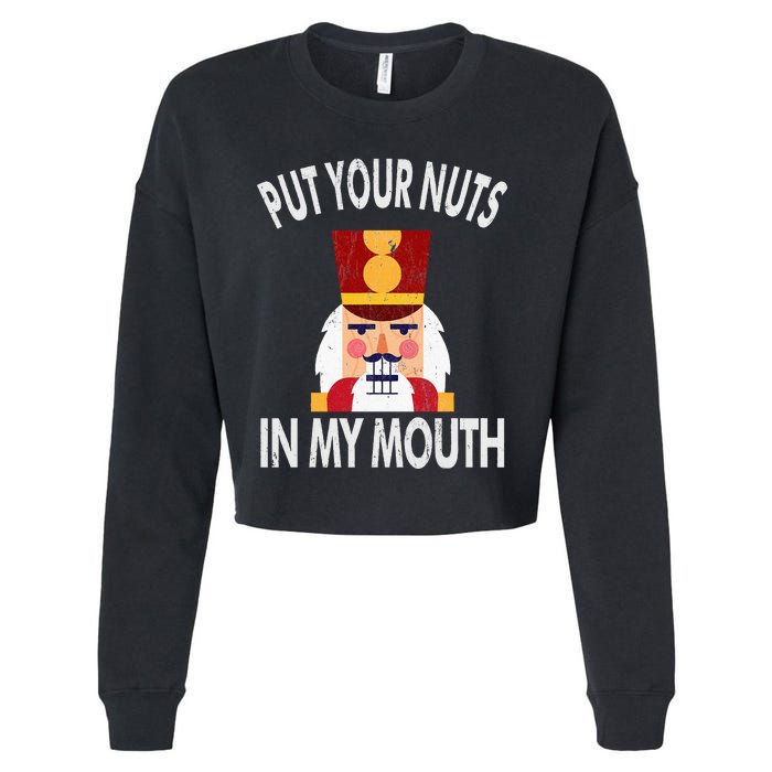 Naughty Funny Christmas Nutcracker Cropped Pullover Crew