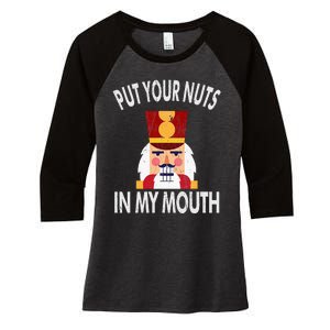 Naughty Funny Christmas Nutcracker Women's Tri-Blend 3/4-Sleeve Raglan Shirt